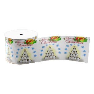 kerstdecoratief lint, pinguïn grosgrain lint