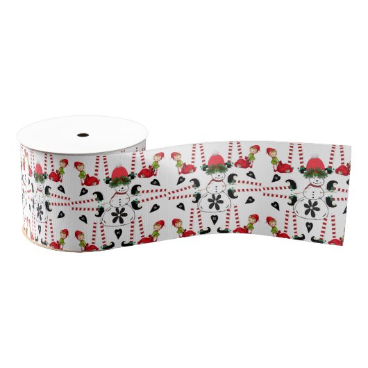 Kerstdecoratief lint, Snowman Elf Grosgrain Lint (Spoel)