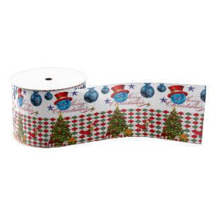kerstdecoratief lint, vrolijk kerstfeest grosgrain lint