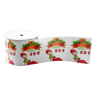 kerstdecoratief lint, vrolijk kerstfeest grosgrain lint