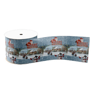 kerstdecoratief lint, vrolijk kerstfeest grosgrain lint