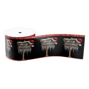 kerstdecoratief lint, vrolijk kerstfeest grosgrain lint