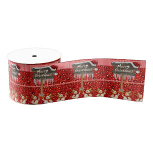 kerstdecoratief lint, vrolijk kerstfeest grosgrain lint