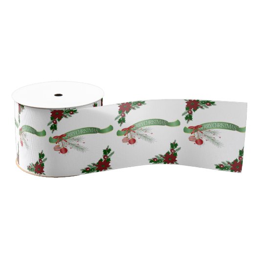 kerstdecoratief lint, vrolijk kerstfeest grosgrain lint (Spoel)