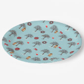 Kerstdecoraties en bomen onder sneeuw papieren bordje (Gekanteld)