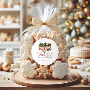 Kerstdecoraties Rode Retro Typografie Ronde Sticker