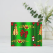 Kerstdecorpties op groen feestdagenkaart (Staand voorkant)