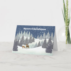 Kerstdeer en winterpines feestdagen kaart