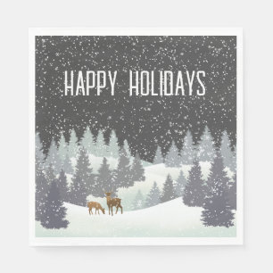 Kerstdeer en winterpines servet