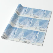 Kerstdeer Forest Snow Falling Winter Treins Cadeaupapier (Uitgerold)