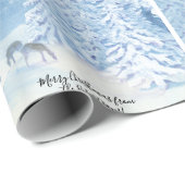 Kerstdeer Forest Snow Falling Winter Treins Cadeaupapier (Rol Hoek)