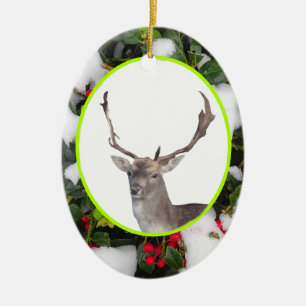 Kerstdeer met Holly Ornament