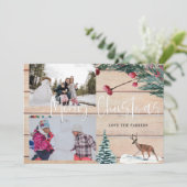 Kerstdeer Winter Multi-Photo Card Kaart (Staand voorkant)