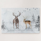 Kerstdeer winterlandschap legpuzzel (Horizontaal)