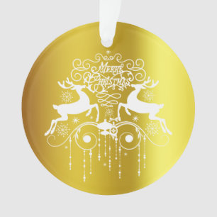 Kerstdeers White Silhouettes-Ornament Ornament