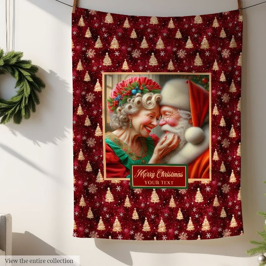 Kerstdeken Gooi  Mr & Mrs Claus Gif Fleece Deken