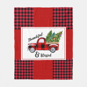 kerstdeken met  rode vrachtwagen fleece deken