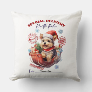 Kerstdekenslof met een schattige Yorkie Kussen