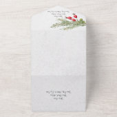 Kerstden en sneeuwvlokken met QR-code All In One Uitnodiging (Buitenkant)