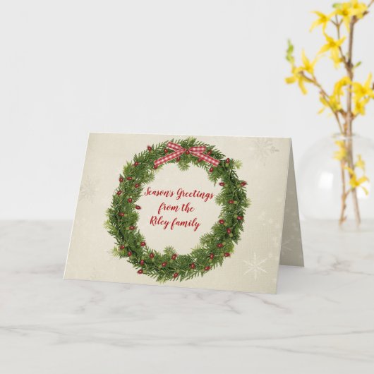 Kerstdengroef met rode lichten en boog kaart (Gele Bloem)