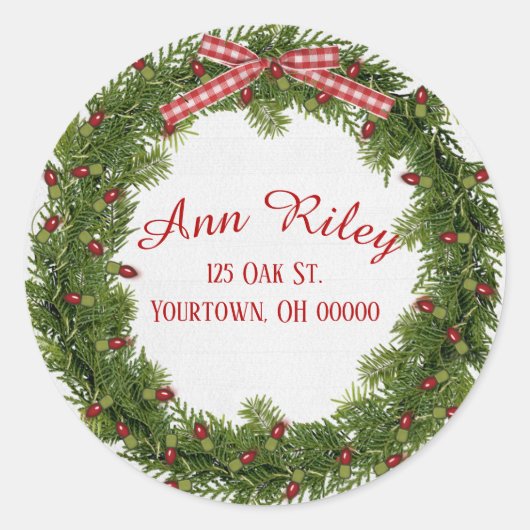 Kerstdengrot met licht ronde sticker (Voorkant)