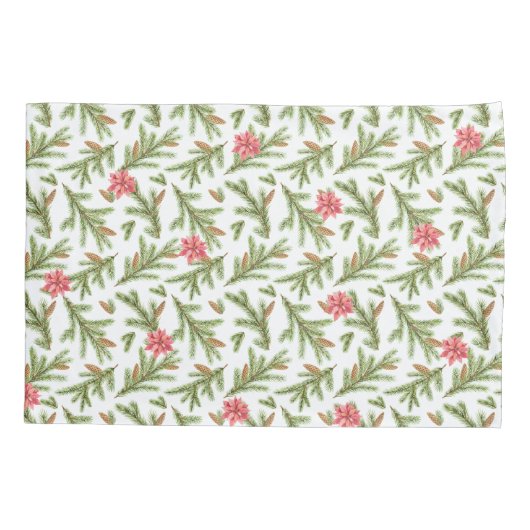 Kerstdenploegen en Poinsettias Kussensloop (Achterkant)