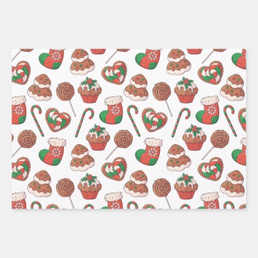 kerstdesserts voorraad verpakkingspapierset inpakpapier vel (Voorkant)