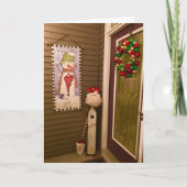 Kerstdeur met kerstklep en smaakkaart feestdagen kaart (Voorkant)