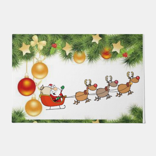 Kerstdeuropening, kerstman deurmat (Voorkant)
