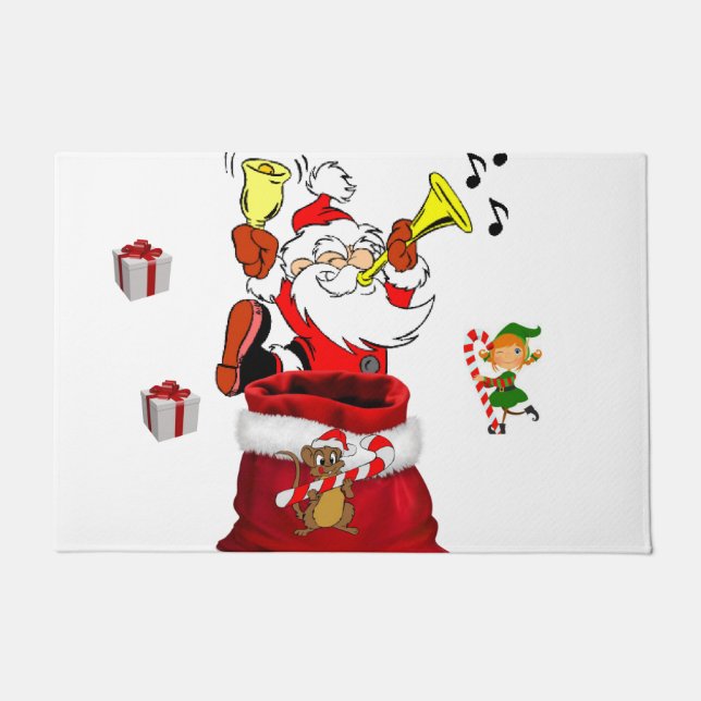 Kerstdeuropening, kerstman deurmat (Voorkant)