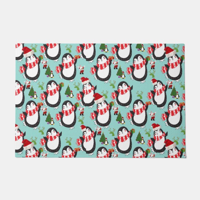 Kerstdeuropening, pinguïn deurmat (Voorkant)