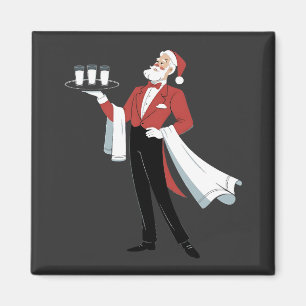 Kerstdienst Serveerster Santa Xmas  Magneet