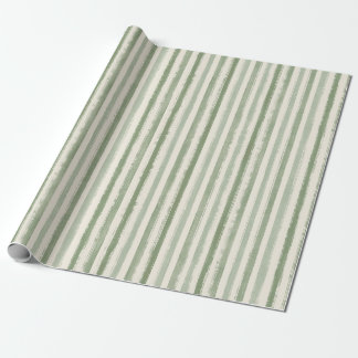 Kerstdienstreep Sagegroen Cadeaupapier
