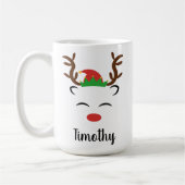 Kerstdier Roodneus elf pet op maat Koffiemok (Links)