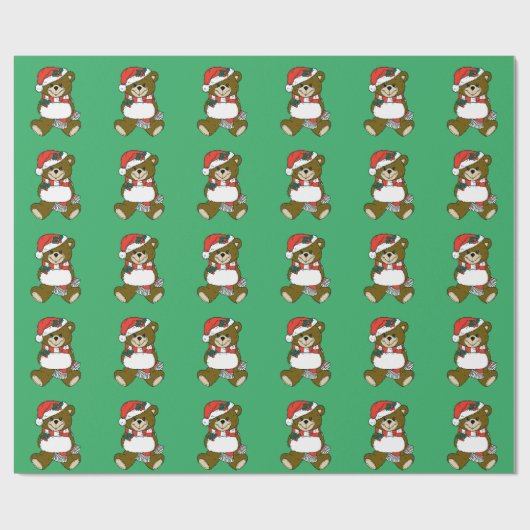 Kerstdier Santa Teddy Bear Art Cadeaupapier (Vlak)