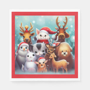 Kerstdieren 2 servet
