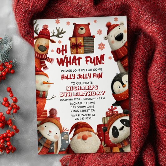 Kerstdieren feestelijke kerstfeest Kinderen verjaa Kaart