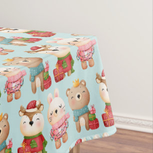 Kerstdieren in een feestpatroon tafelkleed
