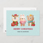 Kerstdieren in feestdagen Briefkaart (Voorkant / Achterkant)