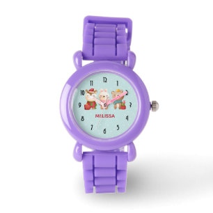 Kerstdieren in feestkleding horloge