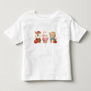 Kerstdieren in feestkleding kinder shirts