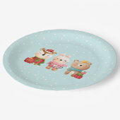 Kerstdieren in feestkleding papieren bordje (Gekanteld)