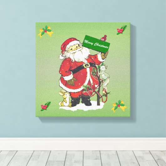 kerstdieren met kerst canvas afdruk (Insitu (Houten vloer))