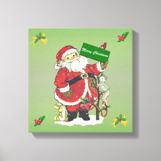  kerstdieren met kerst canvas afdruk (Voorkant)