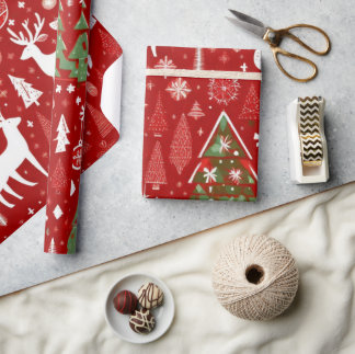 Kerstdieren Santa Claus Verpakkingsdocument Cadeaupapier