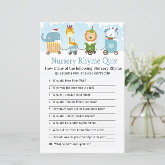 Kerstdieren trainen Nursery Rhyme Quiz (Staand voorkant)