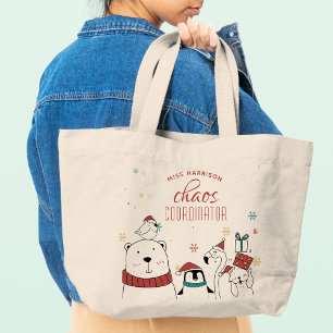 Kerstdierenkettingcoördinator op maat grote tote bag