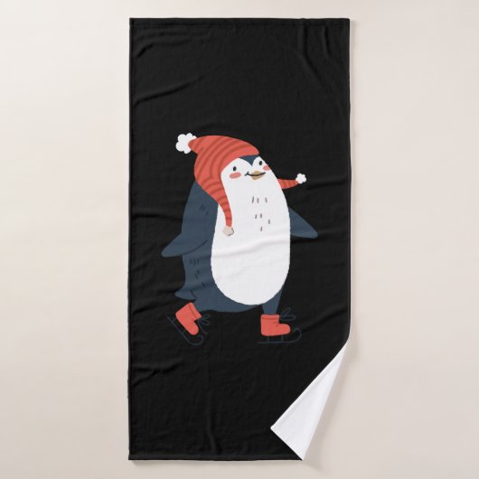 kerstdierenpinguïn cadeaus badhanddoek (Badhanddoek)