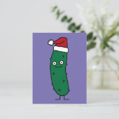 Kerstdille augurk met een kerstmuts feestdagenkaart (Staand voorkant)