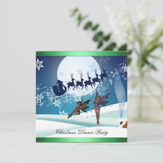 Kerstdiner 8 Uitnodiging (Staand voorkant)